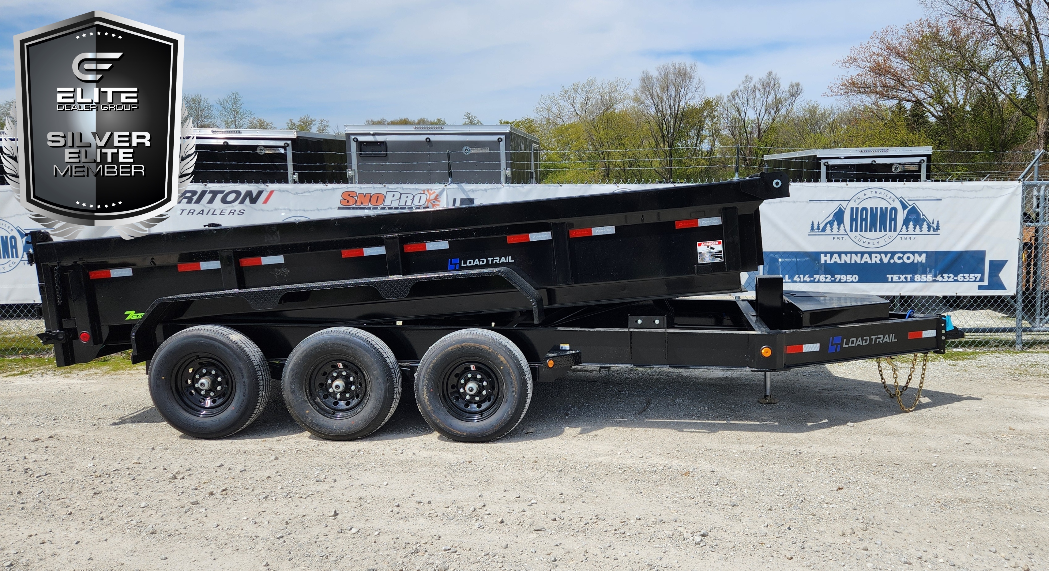 Load Trail 83 X 16 Triple Axle 21,000 Lb Low Profile Dump Trailer with Scissor Lift / Hydraulic Jack and 7 Gauge Floor